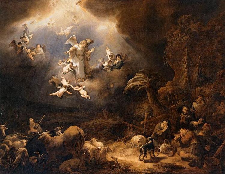 Govaert Flinck Angels Announcing the Birth of Christ to the Shepherds oil painting image